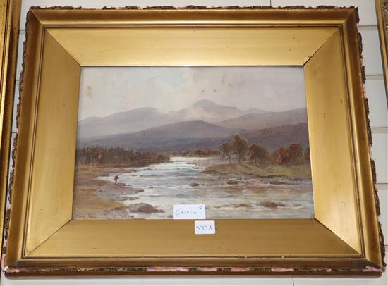 Edward Arden, watercolour, Angler in a Highland landscape, signed, 27 x 38cm